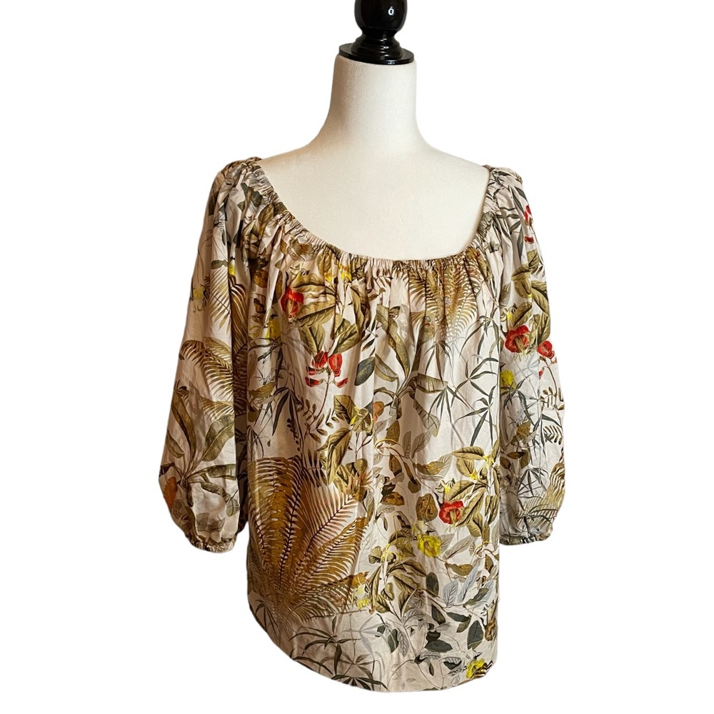 H&M Tropical Design Blouse in an airy cotton weave. Fits Large